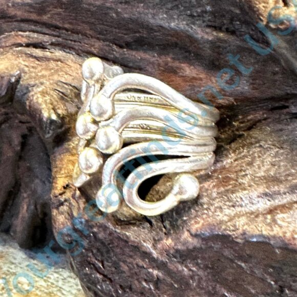 Sterling Silver Wire Art Wide Band Ring Adjustable - Picture 5 of 5